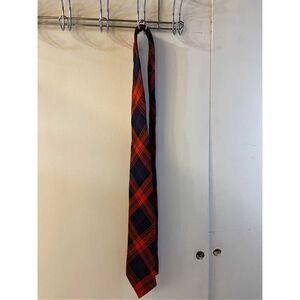 Dunhams Maine Mac Lachlan Scottish wool tie red black plaid‎